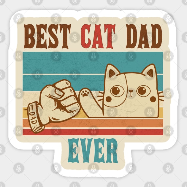 Best Cat Dad Ever Vintage Fist Bump Sticker by Clawmarks